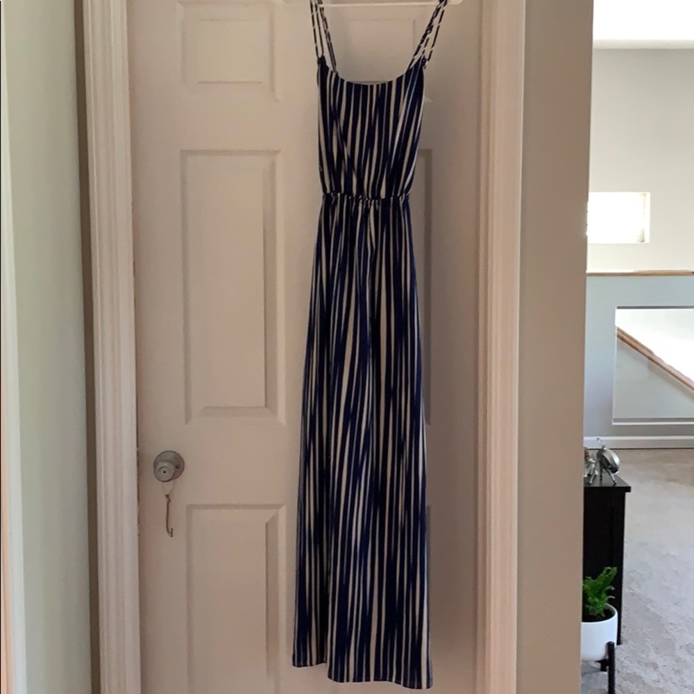 Blue and white maxi dress